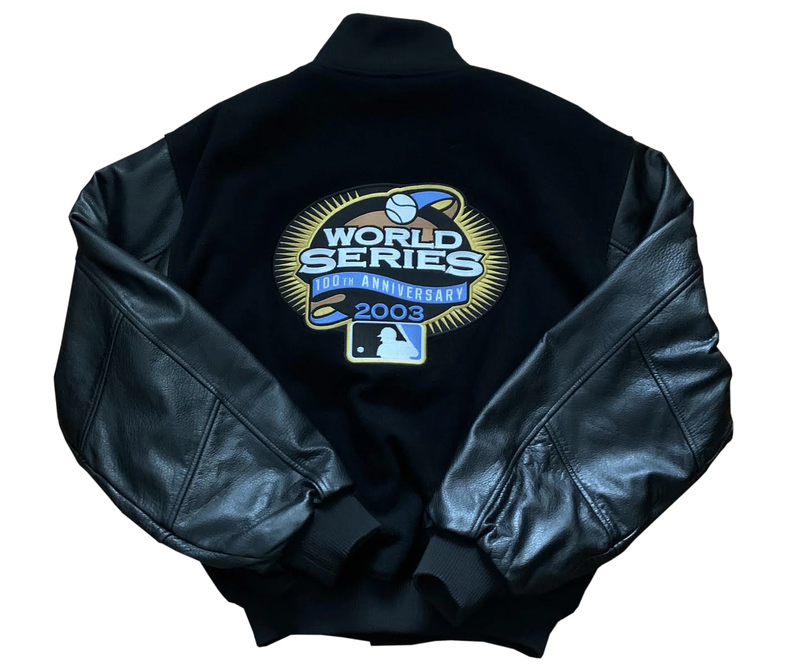 Majestic 2003 World Series Leather Varsity Jacket (Size M) — RootsBK